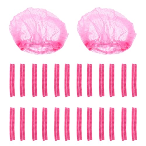 Gogogmee 100 Gorros Desechables de Malla No Tejida Cabello Color Rosa 21 Pulgadas Transpirables y Flexibles Ideales para Hospitales Salones de Belleza y Sector Alimentario