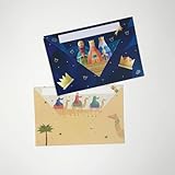 Pack de 3 Blisters con 3 cartas pico de Reyes Magos, carta de reyes en pico con detalles en oro| Tamaño sobre cerrado: 16,3 x 11 cm |Arguval, Azul, rojo, blanco