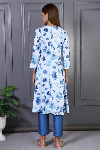 Image of W for Woman Schiffli Embroidered Straight Rayon Kurta