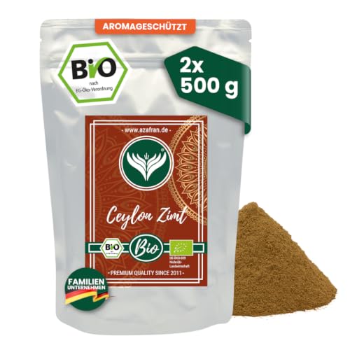 Azafran BIO Ceylon Zimt gemahlen, Zimtpulver mit geringem Cumarin, original aus Sri Lanka 1kg