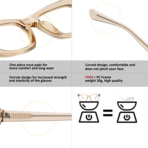 Image of 3 pack style Spring hinge Readers Blue Light Blocking Computer Square Reading Glasses for Women Men