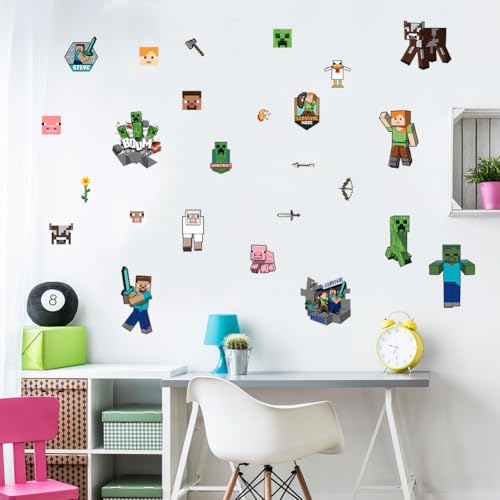 3Pcs Wandaufkleber Kinderzimmer Jungen,Gaming Wandbild für Schlafzimmer,Wandtattoo Junge Teenager,Videospiel Wandstikcer für Jugendzimmer Deko Geschenk