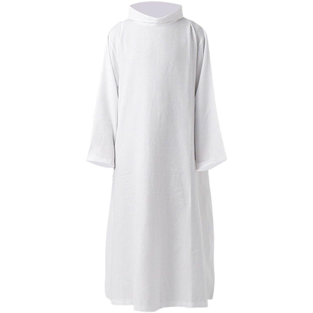 Tenue de pasteur blanche adulte longue robe d'église cosplay gothique