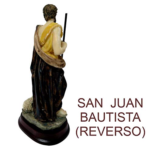 Figura San Juan Bautista 16 cms. Pintada a Mano. De Regalo una Cruz de Caravaca y estampas de San Judas Tadeo, San Expedito, San Pancracio y San Miguel.