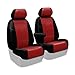 Coverking Custom Fit Front 50/50 Bucket Seat Cover for Select Hyundai Accent Models - Premium Leatherette 2-Tone (Red with Black Sides)