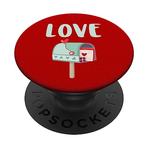 XOXO Love Letter Valentine's Day Valentine Pop Sockets Red PopSockets Swappable PopGrip, Black