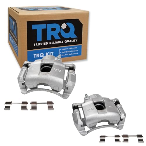 Image of TRQ Front Brake Caliper Set Zinc Coated Brackets Compatible with 2004-2011 Chevrolet Aveo 2007-2011 Aveo5 2013-2015 Spark 2009-2010 Pontiac G3 2004-2008 Suzuki Forenza 2005-2008 Reno