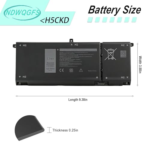 Image of 53WH H5CKD Battery Replacement for Dell Inspiron 5400 5406 7405 7300 7500 7306 7506 2-in-1 Silver 5300 5301 5501 5502 5508 5509 5401 5402 5408 5409 Series Latitude 3410 3510 Vostro 5300 5301 7T8CD