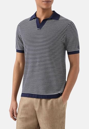 Polo MC2 Saint Barth Bleu Rayé en coton premium haut de gamme
