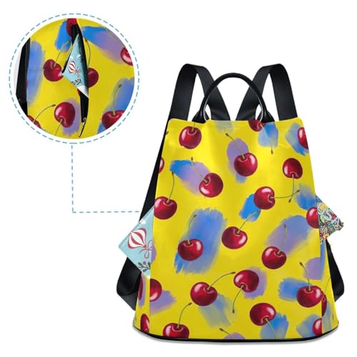 Sac à dos femme orange vif imprimé tendance avec poches multiples - 4