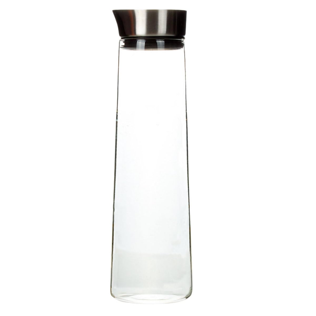 Jarra de Agua Fría de Vidrio de Borosilicato 1L Tapa de Acero Inoxidable Diseño Antidesbordamiento Recipiente Transparente para Bebidas en Casa y Oficina