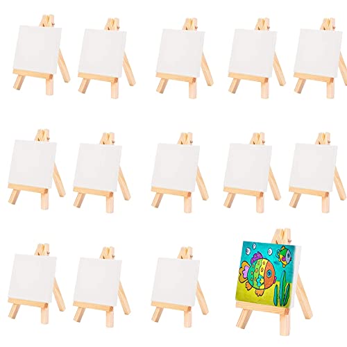 Set Artisti Mini Canvas E Cavalletti – 12 Tele 7,6x7,6 Cm + 12 Cavalletti In Legno 12,7 Cm – Per Pittura, Decorazioni Fai Da Te, Esposizioni - 2