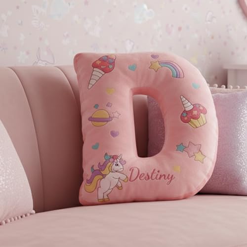 HHLYN14 Custom Alphabet Pillow for Baby Girl Nursery with Personalized Name, Soft Letter Cushion Featuring Magical Unicorn Princess Design, Lovely...