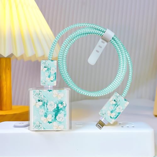 Protector de cable de mariposa rosa con funda para cargador y estuche organizador 5