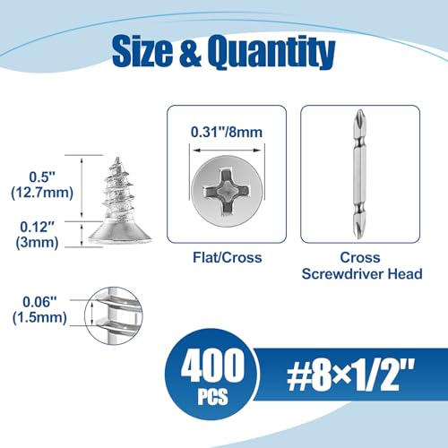 #8×1/2′′ Tornillo para madera 400 unidades acero inoxidable miniatura 2