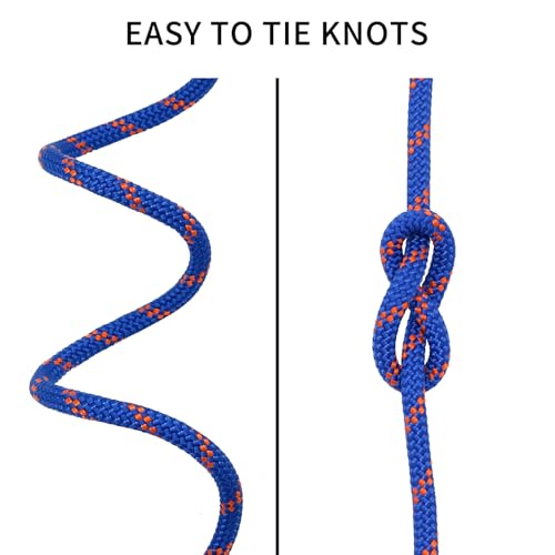 NewDoar Static Climbing Rope - 8mm (5/16c) / 10mm (3/8”) Double Braid Accessory Cord for Rock,Hauling, Prusik, Survival - Pre-Cut 20FT, 50FT, 100FT, 165FT Lengths - Outdoor, Fire Rescue Equipment - Thumbnail 4
