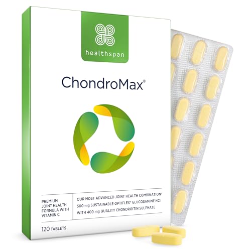 Healthspan High Strength Glucosamine & Chondroitin | Joint Health | 500mg Optiflex Glucosamine HCI & 400mg Chondroitin Sulphate | Vitamin C for Joint Cartilage | Shellfish Free (120 Tablets)