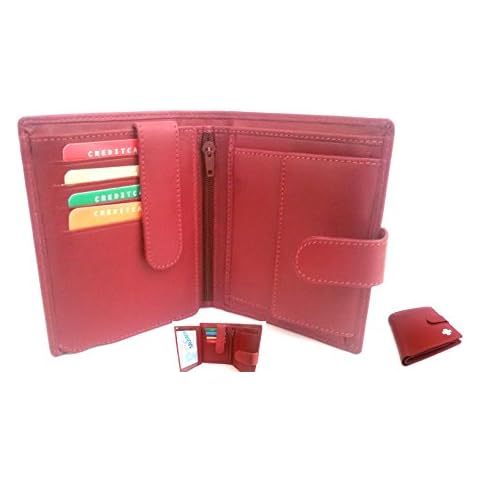 AKSHIDE Mens Gents Luxury Soft Leather Wallet Purse AKS-1001 (Red) Cover