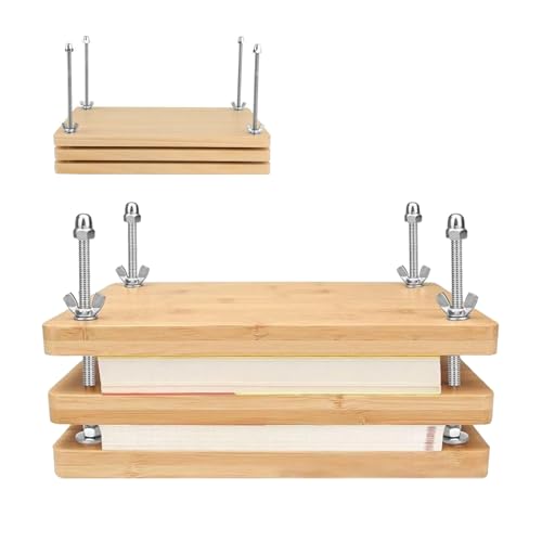 BONJUME Prensa Para Libros De Madera, 30x20cm Herramienta De Encuadernación De Libros Resistente Manual Multifuncional Accesorios Suministros De Encuadernación Para Hogar Escuela Oficina Bricolaje