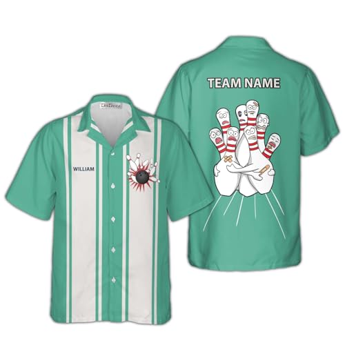 Hawaiian Bowling Shirts for Men Retro Button Down Custom Vintage Shirts Personalized 13