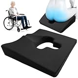 Rivquvi Gel Wheelchair Seat Cushion,Bed Sore Cushions for Butt,hemorrhoid pillow for Chair,Pressure Sore cushion,Memory Foam Butt Pillow,Sciatica,Coccyx,Pressure Ulcer Pain Relief,Washable Cover(Black