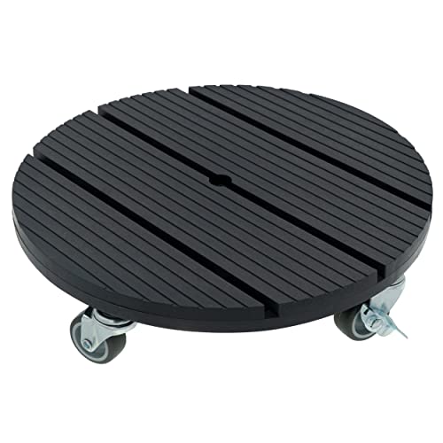 HRB WPC plant trolley weather-resistant 80 kg load capacity, plant trolley, saucer flower pot for indoor and outdoor use (anthracite, round)