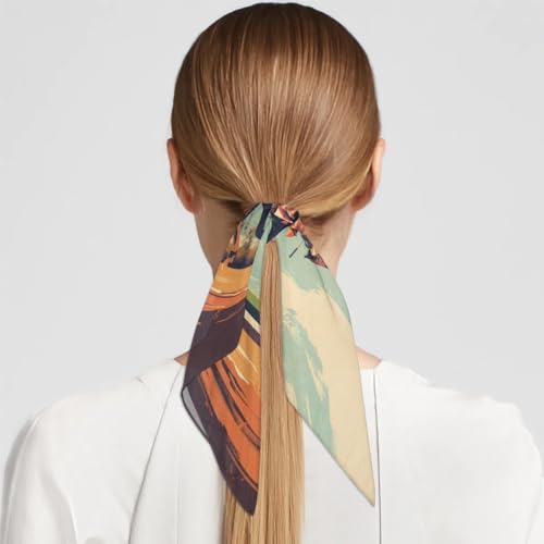 Horse Racing Silk Feeling Scarf Head Scarf for Women 23.6 x 23.6 Inch Neckerchief Lightweight Square Scarves Bandana Hair Wrap for Sleeping4