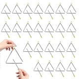 LECEHIVO 24 Pcs 6 Inch Steel Triangle Instrument with Striker Hand Percussion Triangle Instruments Rhythm Musical Percussion Instrument for Adults