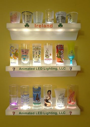 Image of Lighted LED Shot Glass Shelf (Raised Lettering)