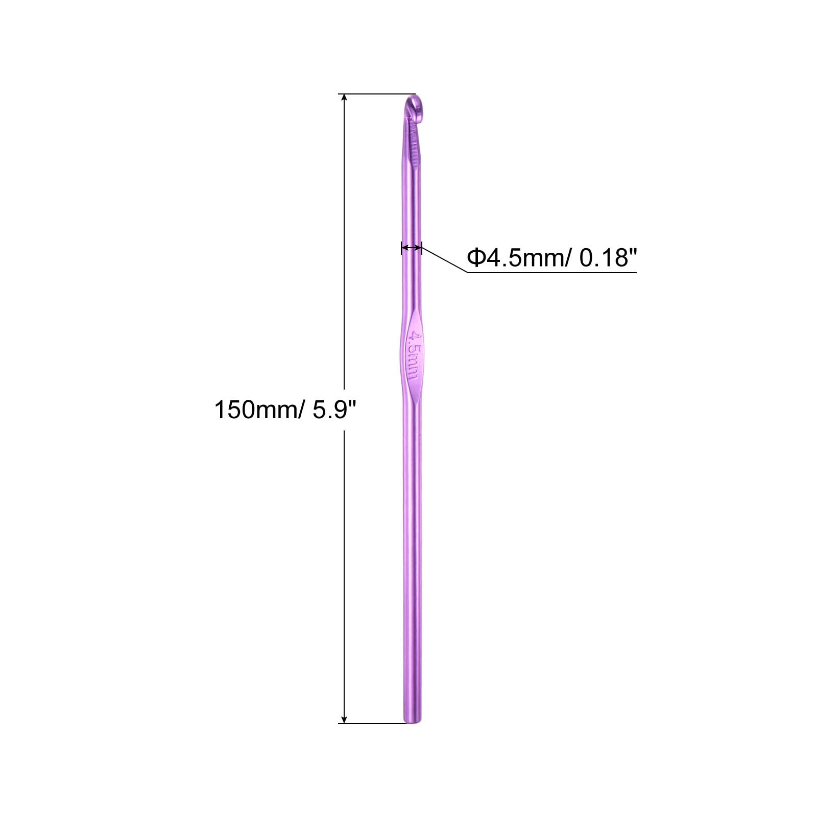 QUARKZMAN Uncinetto in Alluminio 4,5mm Taglia USA 7 Aghi Ferri Maglia Ferri da Uncinetto per Filati Fai Da Te Filato Artigianale, Viola, 20pz