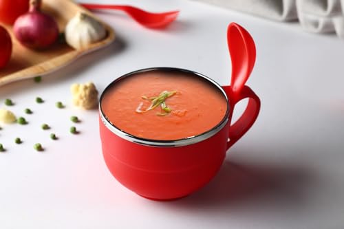 GANESH Stainless Steel Noodle&Soup Bowl with Handle&Spoon,Airtight&Leak Proof Bowl for Pasta,Soup,Rice,Maggie Food Container for Use in Kitchen,School,Office,Travel (Multicolor),500 Milliliter-500 Ml (Image - 5)