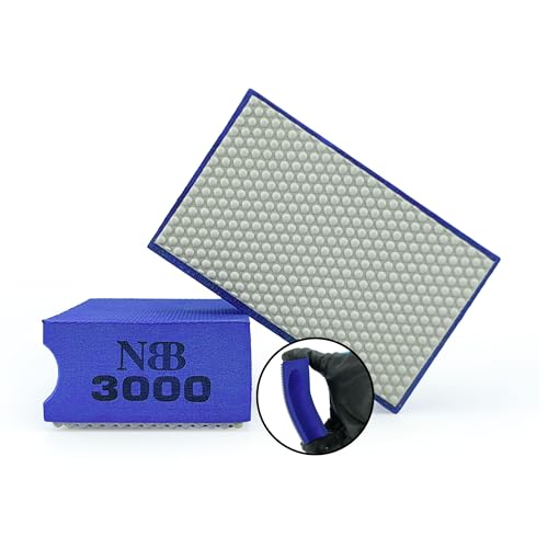 NBB Almohadilla diamantada para lijar y pulir a Mano con Diamante galvanizado para Piedra, mármol, Granito, cerámica, azulejo, Vidrio, con Almohadilla de Esponja Flexible (1, 3000#H)