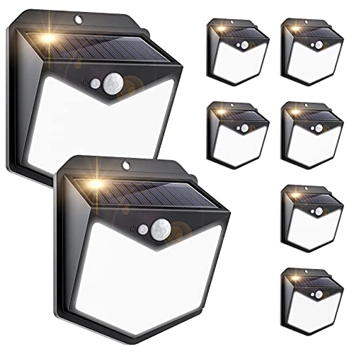 Solar Motion Lights Outdoor 140 LED, OTHWAY Upgraded Solar Wall Lights with 1000 Lumen, IP65 Wireless 150Â° Bright Solar Security Lights for Garden, Front Door, Yard, Deck, Fence, Patio 8 Pack