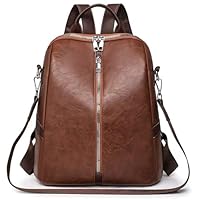 JSNOM Mochila Mujer Bolso Antirrobo: Mochilas Elegante Cuero Pequeña Impermeable Daypack para Deportiva Escuela Universidad Escuela Compras Trabajo Deporte Casual (Marrón)
