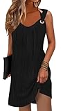 ETCYY Summer Dresses for Women 2025 Vacation Beach Cover Ups Swimsuit Sleeveless Sundresses Casual Loose Tank Sun Dresses,LIU Black,Medium