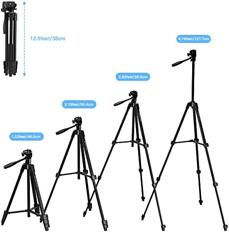 Fotopro Camera Phone Tripod, 54 inch Aluminum Lightweight Tripod for Travel,360 Degree Panoramic Shooting Tripod with Bluetooth Remote and Phone Holder Load up to 4.4lb/2kg.