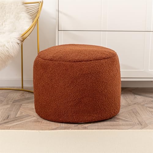Round Pouf Ottoman 20 x 20 x 14 Inches Boho Poof Home Decor Floor Pouffe Ottoman Foot Rest for Couch Sofa Bean Bag Chairs Living Room Bedroom Dark Coffee