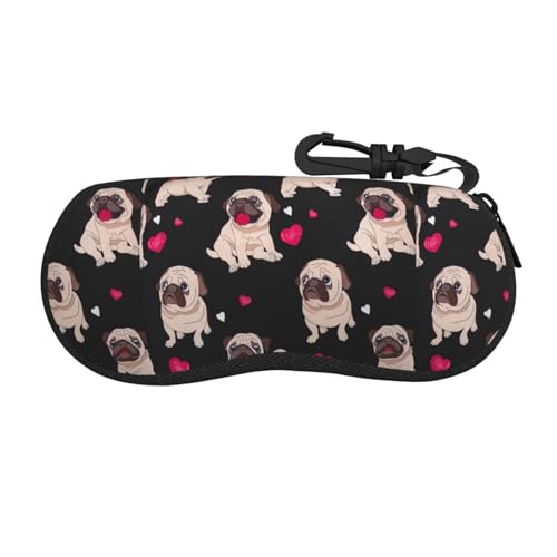 SHuWeiD Cute Pug - Funda protectora flexible ultraligera para gafas, joyas, cosméticos, color negro, talla única, Negro, One Size