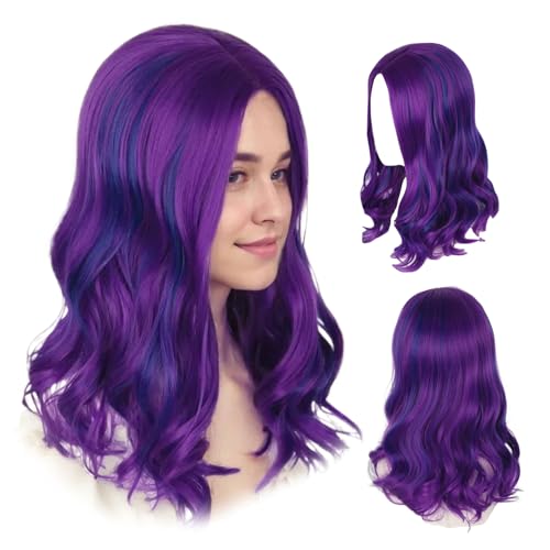 Peluca divertida de pelo morado largo que soluciona disfraces de última hora 5