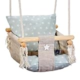Love Gifts® Babyschaukel aus Holz hochwertig und geeignet als indoor Schaukel, montierbar an der Decke sowie im Türrahmen, Sterne, Made in EU