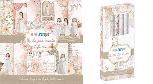 Papers For You Kit 2 Colecciones Un día para recordar Niñas (Kit 4 Leather Paper + 36 Papeles Scrap doble cara)
