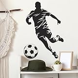 Soccer Player Sport Wall Stickers, sacinora Sport Silhouette Wall Decals Removable Vinyl Peel and Stick for Kids Teens Boys Bedroom Nursery Playroom Home Decorations