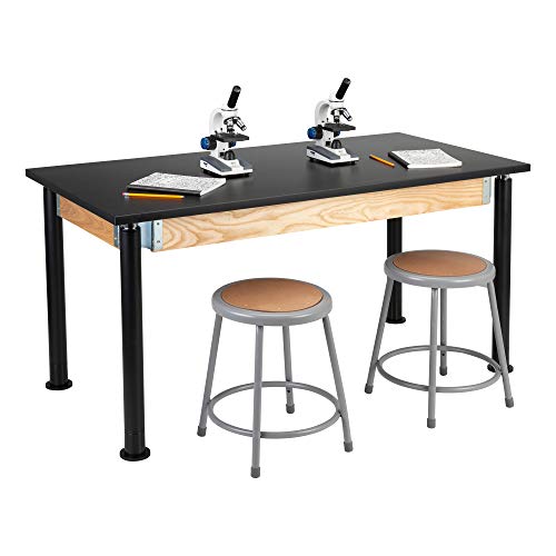 Image of Learniture Heavy-Duty School Science Lab Table with Chemical-Resistant Top, Adjustable Height Science Table for Classrooms, 30 inch D x 60 inch W x 29 inch H, Black