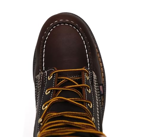 Image of Thorogood American Heritage 6 inch Steel Toe Work Boots for Men - Full-Grain Leather with Moc Toe, Slip-Resistant Wedge Outsole, and Comfort Insole; EH Rated