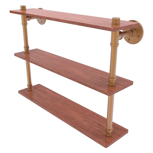 Allied Brass P-490-22-TWS-BBR Pipeline Collection 22 Inch Ironwood Triple Shelf, Brushed Bronze