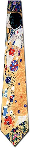 Three Rooker Men's Microfiber The Kiss Gustava Klimt Necktie Neck Tie Neckwear #TOP2