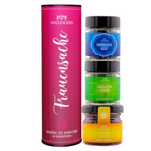 Hallingers 3-teiliges Geschenkset mit Tee, Konfitüre und Gewürz – Feinkost Genuss-Set als...