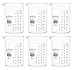 EISCO 6PK Beakers, 400ml - ASTM - Low Form with Spout - Dual Scale, White Graduations - Borosilicate 3.3 Glass Labs