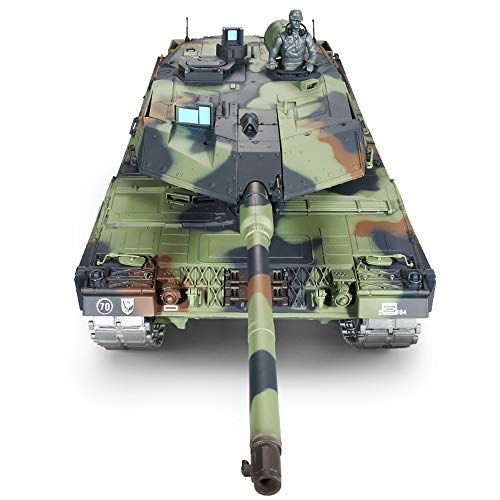 RC Panzer mit Schussfunktion ferngsteuert German Leopard 2A6 Heng Long 1:16 mit R&S, Metallgetriebe (Stahl) und Metallketten -2,4Ghz -V 7.0 - PRO