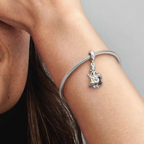 New our Beauty and The Beast Dancing Charm S925 Sterling Silver Cute Princess Dancing String Jewelry Birthday Gift Female DIY Silver Charm Beads CZ4